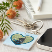 Niedlicher Personalisierter Hund zu Fuß Buddy Hear Schlüsselanhänger (Vorderseite rechts)