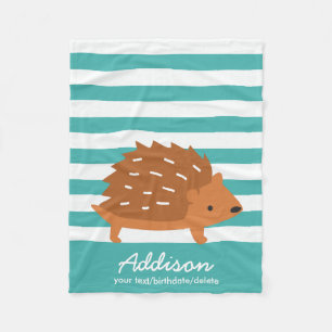 Niedlicher Personalisierter Igel Tier gestreift Fleecedecke