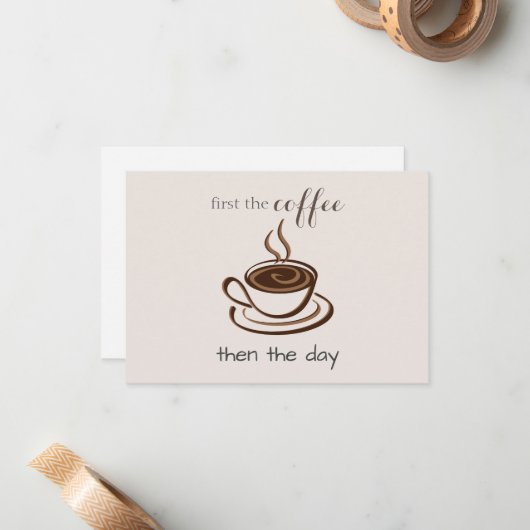 Niedlicher Personalisierter Kaffee lange Minimalis Mitteilungskarte (Vorderseite/Rückseite Beispiel)