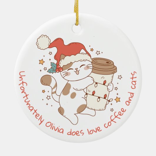 Niedlicher Personalisierter Kaffee und Katzen Keramik Ornament (Hinten)