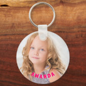 Niedlicher Personalisierter Kindname Foto Schlüsselanhänger (Vorderseite)