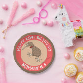 Niedlicher personalisierter Kiwi-Vogel-Geburtstag  Pappteller (Party)