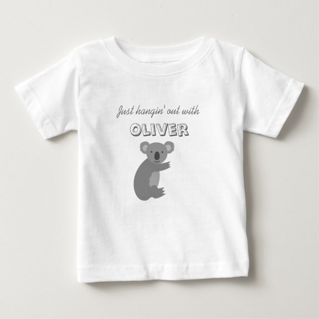 Niedlicher personalisierter Koala-Trab Baby T-shirt (Vorderseite)
