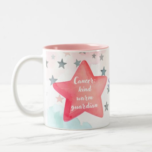 Niedlicher Personalisierter Krebs Zodiac Sign Tass Zweifarbige Tasse (Links)