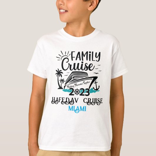 Niedlicher Personalisierter Kreuzfahrtschiff Famil T-Shirt (Vorderseite)