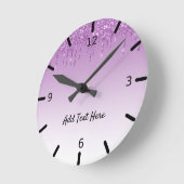 Niedlicher Personalisierter Lila Glitzer Runde Wanduhr (Winkel)