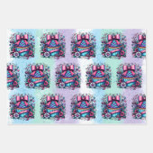 Niedlicher Personalisierter Lila und blauer Cupcak Geschenkpapier Set (Vorderseite 2)