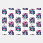 Niedlicher Personalisierter Lila und blauer Cupcak Geschenkpapier Set (Vorderseite)