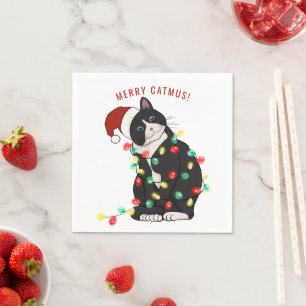 Niedlicher Personalisierter Merry CatMus Weihnacht Serviette