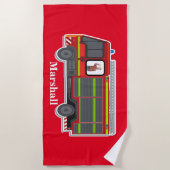 Niedlicher personalisierter Motor Kinder Foto Strandtuch (Vorderseite)