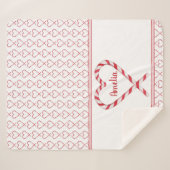 Niedlicher Personalisierter Name Candy Cane Hearts Sherpadecke (Vorderseite (Horizontal))