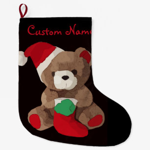 Niedlicher personalisierter Name des Teddy-Bären Großer Weihnachtsstrumpf