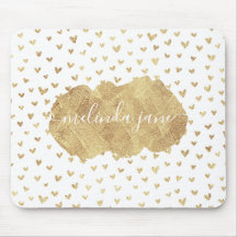 Niedlicher Personalisierter Name Gold Hearts Mouse