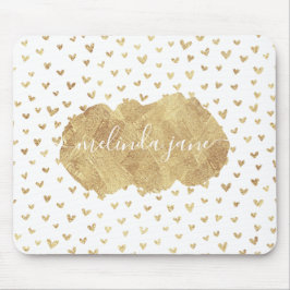 Niedlicher Personalisierter Name Gold Hearts Mouse Mousepad