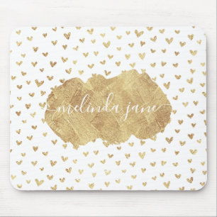 Niedlicher Personalisierter Name Gold Hearts Mouse Mousepad