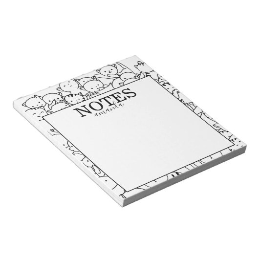 Niedlicher Personalisierter Name Katzen Notizblock (angewinkelt)