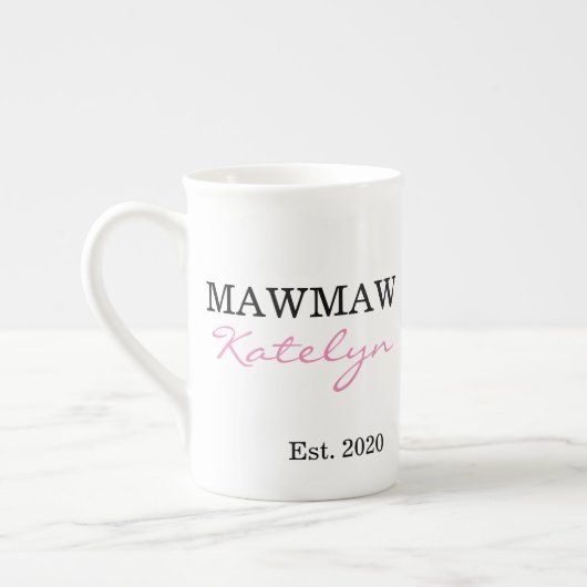 Niedlicher Personalisierter Name Mawmaw Jahr festg Porzellantasse (Links)