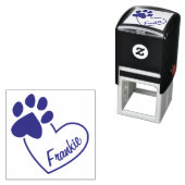 Niedlicher Personalisierter Name Paw Print on Hear Permastempel (Beispiel)