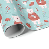 Niedlicher Personalisierter Name Polar Bear Geschenkpapier (Rolleneckpunkt)