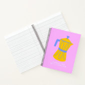 Niedlicher Personalisierter Name Rosa Moka Pot Kaf Notizblock (Innenseite)