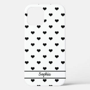 Niedlicher personalisierter Name Schwarz-weiß Her Case-Mate iPhone Hülle