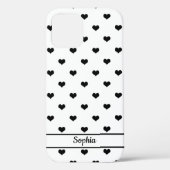 Niedlicher personalisierter Name Schwarz-weiß Herz Case-Mate iPhone Hülle (Rückseite)