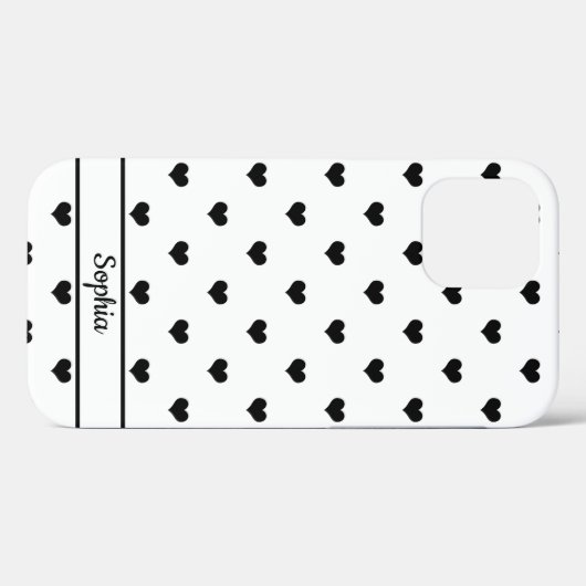 Niedlicher personalisierter Name Schwarz-weiß Herz Case-Mate iPhone Hülle (Rückseite (Horizontal))