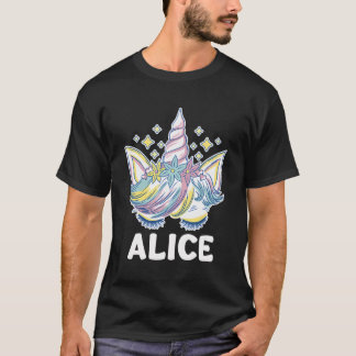Niedlicher Personalisierter Name Unicorn Crown Ali T-Shirt