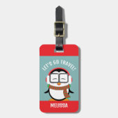 Niedlicher Personalisierter Niedlicher Pinguin-Gep Gepäckanhänger (Vorderseite vertikal)