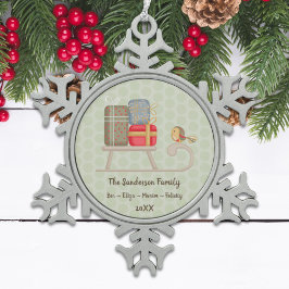 Niedlicher Personalisierter Nordischer Weihnachtss Schneeflocken Zinn-Ornament