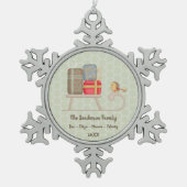 Niedlicher Personalisierter Nordischer Weihnachtss Schneeflocken Zinn-Ornament (Vorderseite)