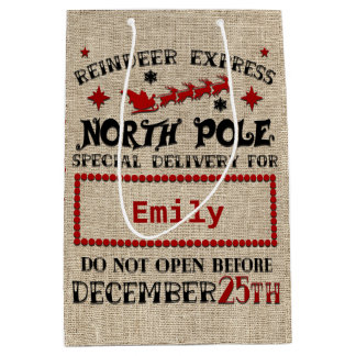 Niedlicher Personalisierter Offizieller Santa Sack Mittlere Geschenktüte