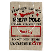 Niedlicher Personalisierter Offizieller Santa Sack Mittlere Geschenktüte (Rückseite)