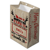 Niedlicher Personalisierter Offizieller Santa Sack Mittlere Geschenktüte (Vorderseite Schrägansicht)
