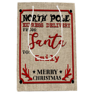 Niedlicher Personalisierter Offizieller Santa Sack Mittlere Geschenktüte