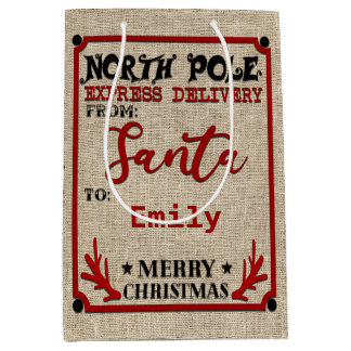Niedlicher Personalisierter Offizieller Santa Sack Mittlere Geschenktüte