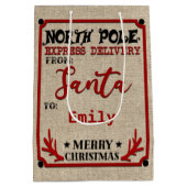 Niedlicher Personalisierter Offizieller Santa Sack Mittlere Geschenktüte (Rückseite)