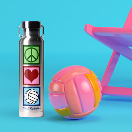 Niedlicher Personalisierter Peace Liebe Volleyball Trinkflasche