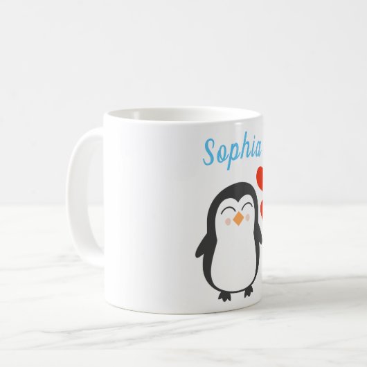 Niedlicher Personalisierter Pinguin Kaffeetasse (Vorderseite Links)