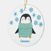 Niedlicher Personalisierter Pinguin Snowflake Kind Keramik Ornament (Links)