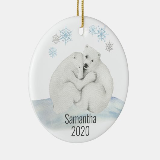 Niedlicher Personalisierter Polar Bear Cube Wasser Keramik Ornament (Rechts)