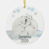 Niedlicher Personalisierter Polar Bear Cube Wasser Keramik Ornament (Vorne)