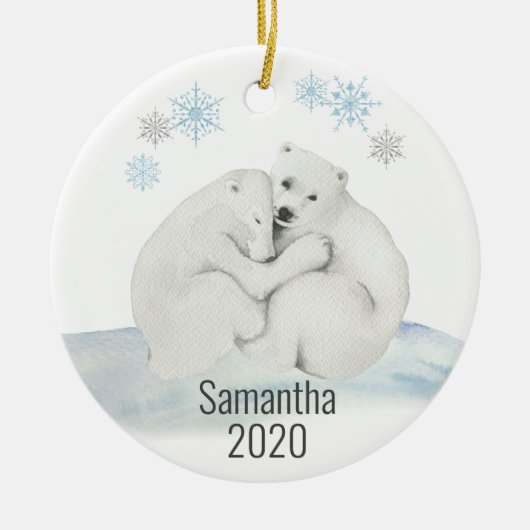 Niedlicher Personalisierter Polar Bear Cube Wasser Keramik Ornament (Vorne)