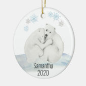 Niedlicher Personalisierter Polar Bear Cube Wasser Keramik Ornament (Links)