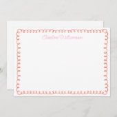 Niedlicher Personalisierter Rosa-Orangenquiggle-Bo Dankeskarte (Vorne/Hinten)