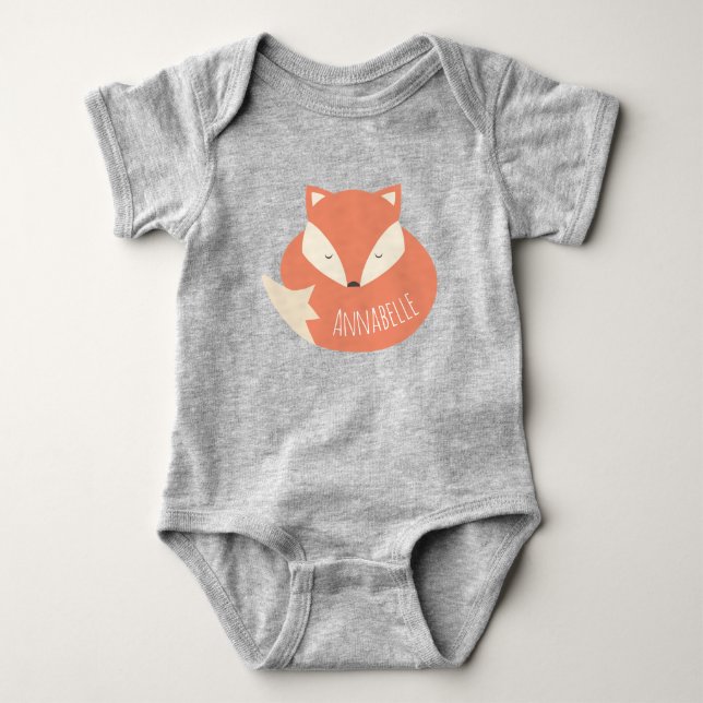 Niedlicher Personalisierter Schlaffuchs Baby Strampler (Vorderseite)