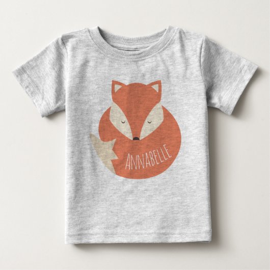 Niedlicher Personalisierter Schlaffuchs Baby T-shirt (Vorderseite)