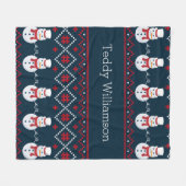 Niedlicher personalisierter Schneemann gemustert Fleecedecke (Vorderseite (Horizontal))