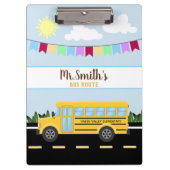 Niedlicher Personalisierter Schulbusfahrer Klemmbrett (Vorderseite)