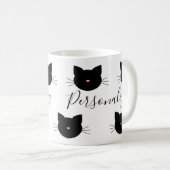 Niedlicher Personalisierter Schwarzer Katzenname Kaffeetasse (VorderseiteRechts)